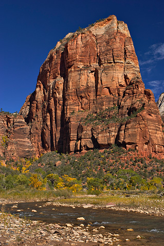 The Virgin River and Angels Landing. Zion National Park - October 29, 2006.