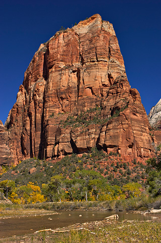 Angels Landing and the Virgin River. Zion National Park - October 29, 2006.