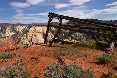 The Cable Mountain draw works and Observation Point. Zion National Park - May 29, 2005.