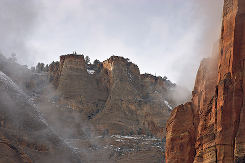 Abraham shrouded in mist. Zion National Park - February 19, 2006.