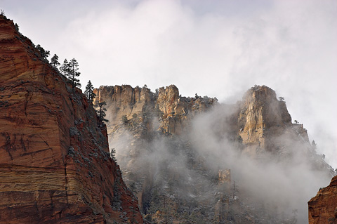 Isaac shrouded in mist. Zion National Park - February 19, 2006.