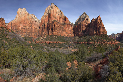 Abraham, Isaac, Jacob, and Mount Moroni. Zion National Park - March 25, 2006.