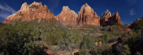 The Sentinel, Abraham, Isaac, Jacob, and Mount Moroni. Zion National Park - March 26, 2006.