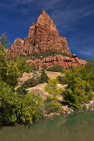 The Virgin River and Mount Moroni. Zion National Park - September 29, 2006.