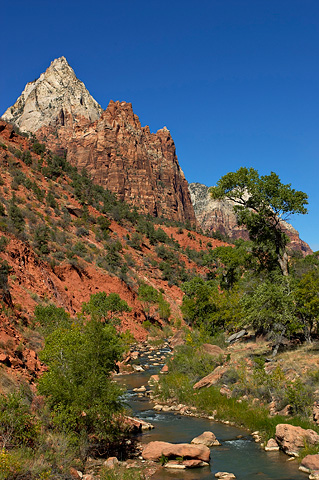 Jacob, Mount Moroni, and the Virgin River. Zion National Park - October 8, 2004.