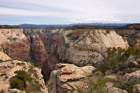 Angels Landing, the Temple of Sinawava, and The Great White Throne. Zion National Park - May 14, 2005.