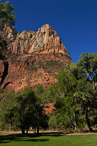 A view of Lady Mountain from Zion Lodge. Zion National Park - October 8, 2004.