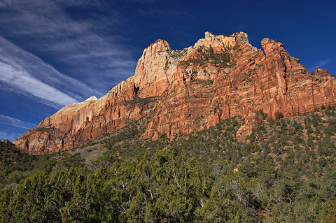 The Streaked Wall and The Sentinel, from the Court of the Patriarchs. Zion National Park - March 26, 2006.