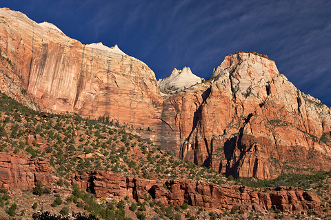 The Streaked Wall, The Bee Hives and The Sentinel. Zion National Park - September 29, 2006.