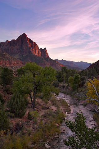 The Watchman and the Virgin River. Zion National Park - October 8, 2004.